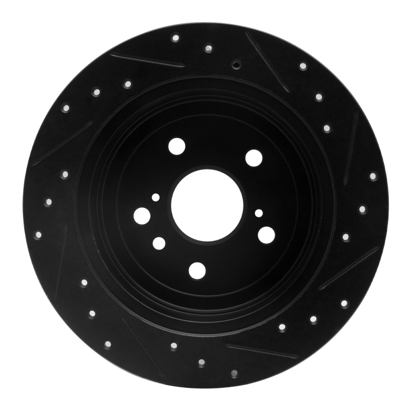 Toyota Venza Brake Rotor (1) - Rear Left - R1 Concepts - Drilled & Slotted - Black - `09-`15